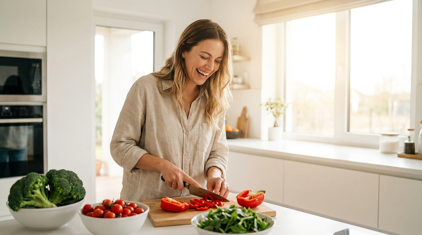 Woman eating healthy meal