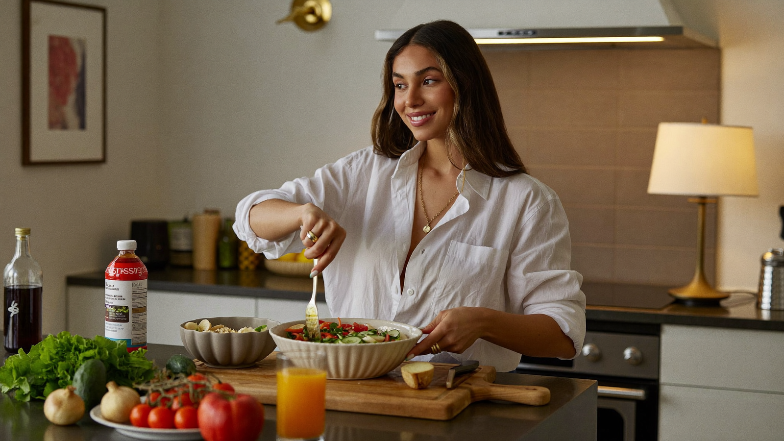 Woman cooking healthy meal